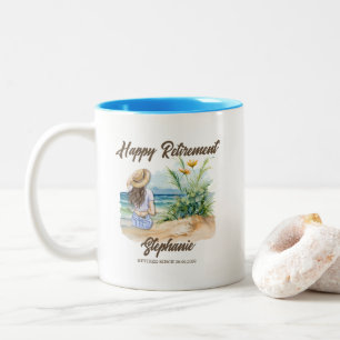 Women's Retirement Beach Theme Elegant Woman Two-Tone Coffee Mug
