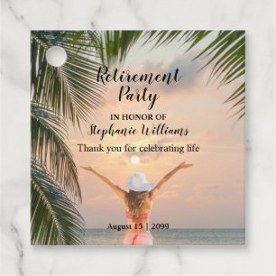 Women's Retirement Beach Themed Sunset Palm Tree Favour Tags