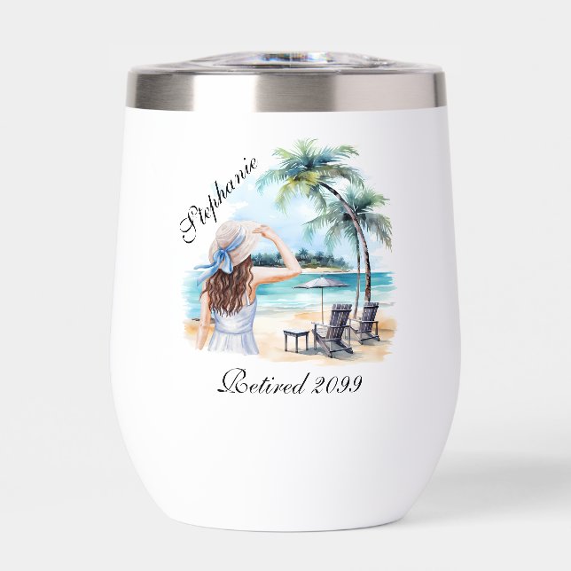 Women's Retirement Beach Themed Watercolor (Front)