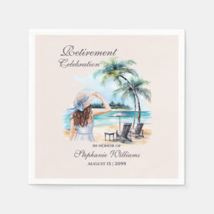 Women's Retirement Beach Themed Watercolor Napkin