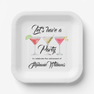 Women's retirement cocktail summer party paper plate