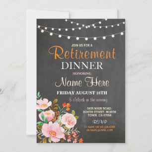 Women's Retirement Dinner Party Floral Pink Invite