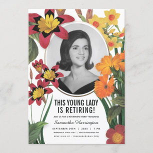 Womens Retirement Invitations Old Photo Botanical