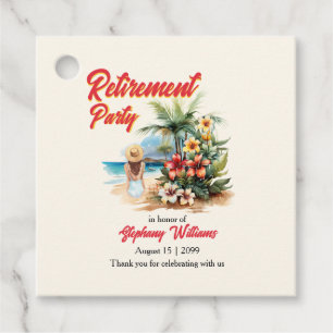Women's Retirement Party Beach Aloha Woman Favour Tags