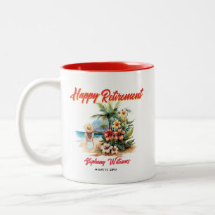 Women's Retirement Party Beach Aloha Woman  Two-Tone Coffee Mug