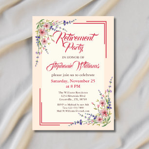 Women's Retirement Party Floral Elegant Border Invitation