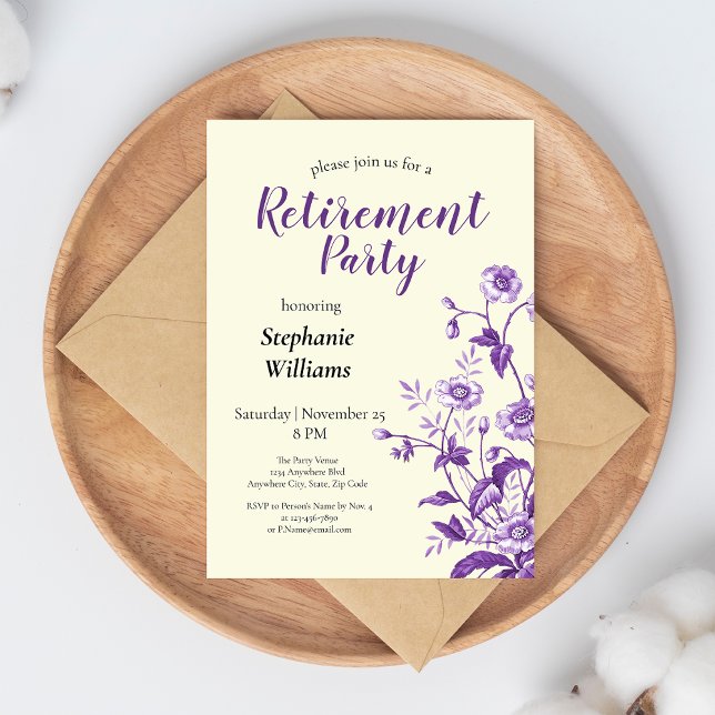 Women's Retirement Party Lavender Wildflower  Invitation (Creator Uploaded)