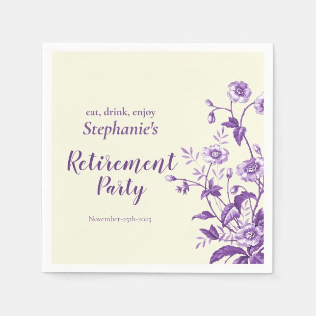 Women's Retirement Party Lavender Wildflower  Napkin (Front)