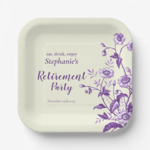 Women's Retirement Party Lavender Wildflower  Paper Plate
