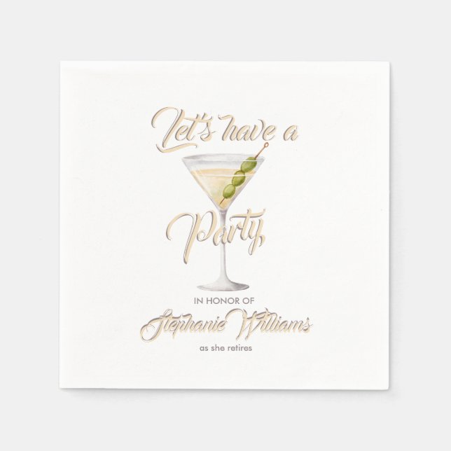 Women's Retirement Summer Cocktail Party Napkin (Front)