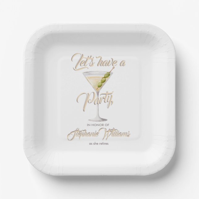 Women's Retirement Summer Cocktail Party Paper Plate (Front)