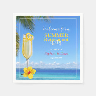 Women's Retirement Summer Ocean Cocktail Party Napkin