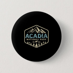 Womens Retro Acadia National Park Mountains Nature 6 Cm Round Badge