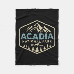 Womens Retro Acadia National Park Mountains Nature Fleece Blanket