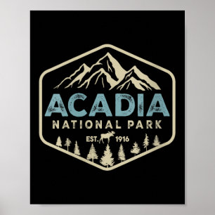 Womens Retro Acadia National Park Mountains Nature Poster