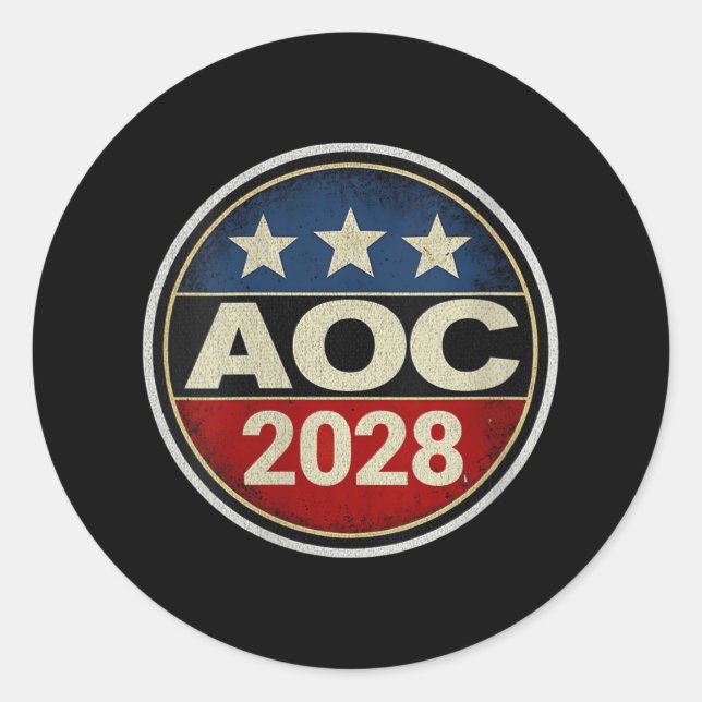 Womens Retro Aoc 2028 Fight Oligarchy Protest Resi Classic Round Sticker (Front)