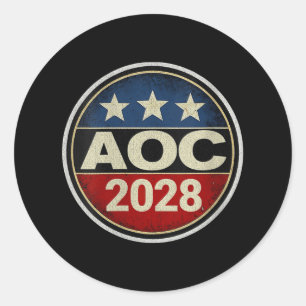 Womens Retro Aoc 2028 Fight Oligarchy Protest Resi Classic Round Sticker