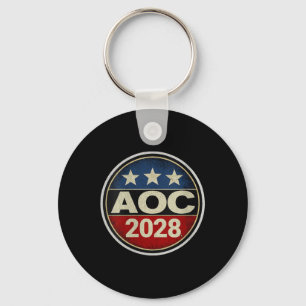 Womens Retro Aoc 2028 Fight Oligarchy Protest Resi Key Ring