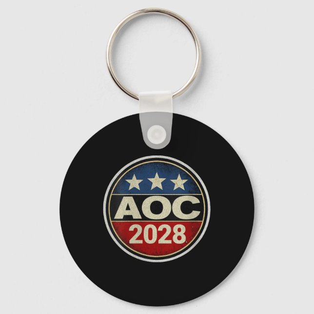 Womens Retro Aoc 2028 Fight Oligarchy Protest Resi Key Ring (Front)