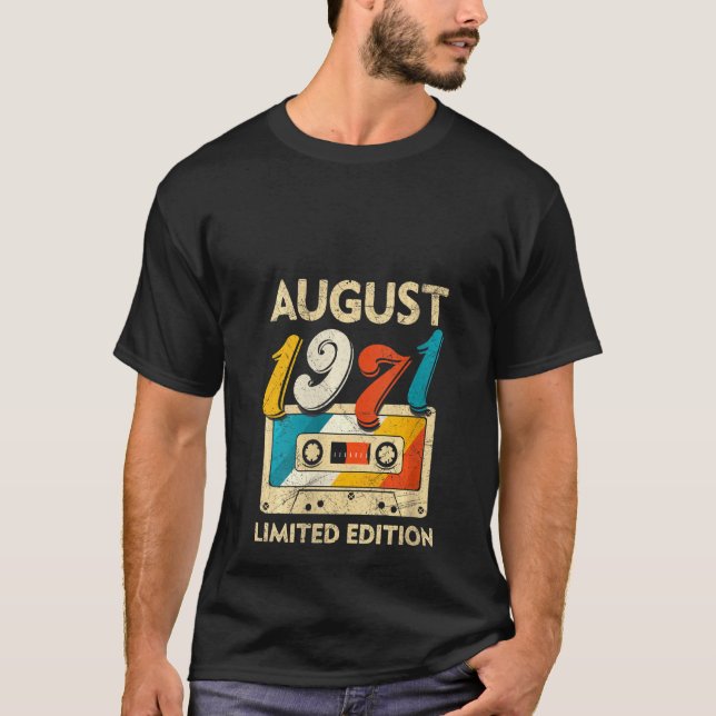 Womens Retro August 1971 Cassette Tape 50th Birthd T-Shirt (Front)
