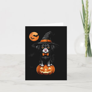 Womens Retro Black Dog Pumpkin Halloween Costume Card
