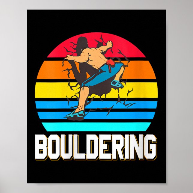 Womens Retro Bouldering Wall Smash Indoor Climbing Poster (Front)