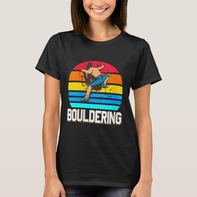 Womens Retro Bouldering Wall Smash Indoor Climbing T-Shirt (Front)
