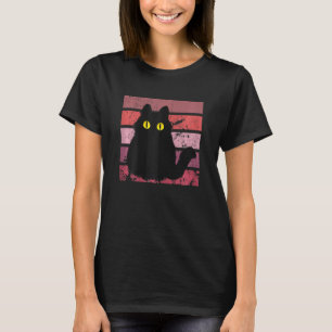 Womens Retro Cat Black Cat Vintage Cat Black Cat T-Shirt