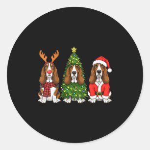 Womens Retro Christmas Bet Hound Santa Reindeer Do Classic Round Sticker