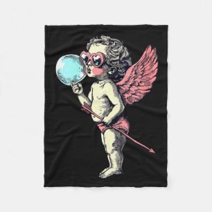 Womens Retro Cupid Valentine Day Cute Vintage Cupi Fleece Blanket