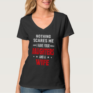 Womens Retro Dad Father's Day I Have Four Daughter T-Shirt