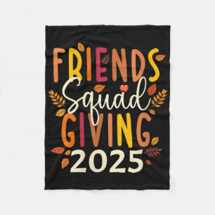 Womens Retro Friendsgiving Squad 2025 Thanksgiving Fleece Blanket