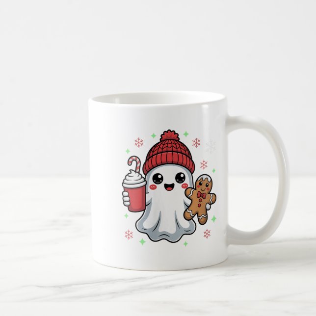 Womens Retro Ghost Beanie Christmas Holiday Xmas C Coffee Mug (Right)
