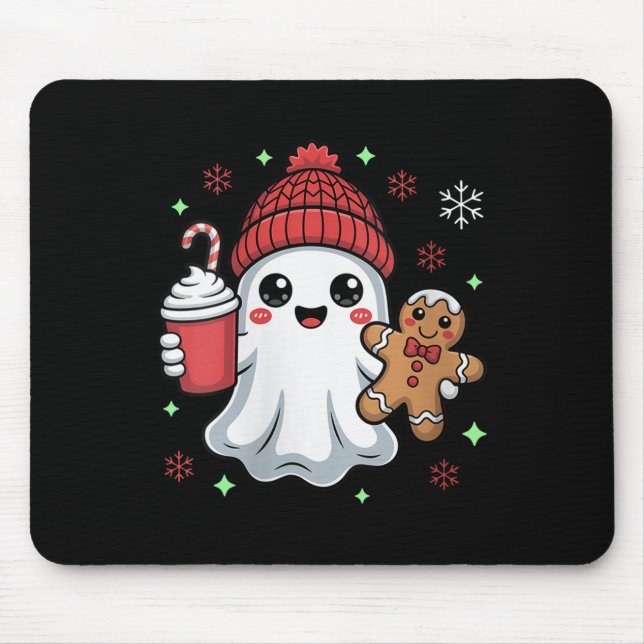 Womens Retro Ghost Beanie Christmas Holiday Xmas C Mouse Mat (Front)