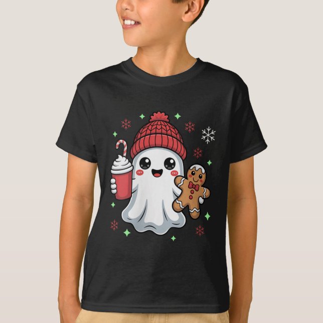 Womens Retro Ghost Beanie Christmas Holiday Xmas C T-Shirt (Front)
