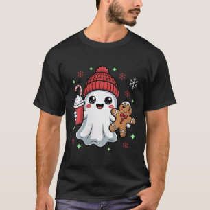 Womens Retro Ghost Beanie Christmas Holiday Xmas C T-Shirt