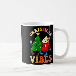 Womens Retro Groovy Christmas Vibes Cute Pine Tree Coffee Mug