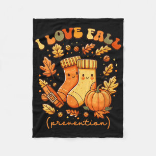 Womens Retro Groovy I Love Fall Prevention Fall Ph Fleece Blanket