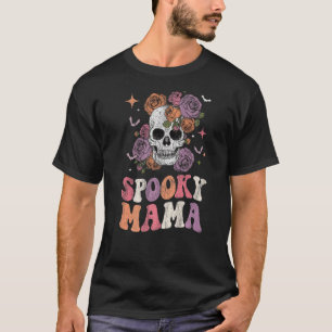 Womens Retro Groovy Spooky Mama Halloween Sugar Sk T-Shirt