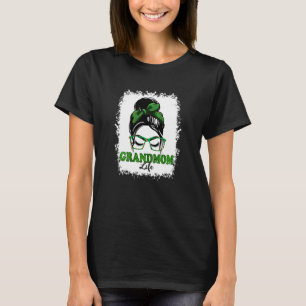 Womens Retro Irish Messy Bun Grandmom Life Shamroc T-Shirt