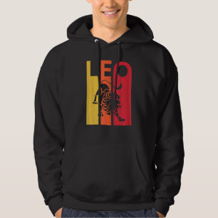 Womens Retro Leo Zodiac Sign July August Birthday Hoodie