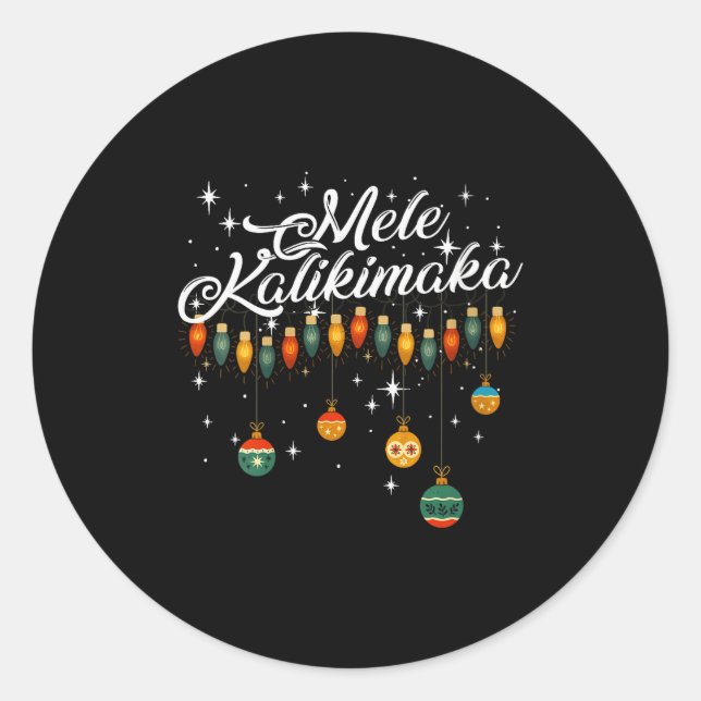 Womens Retro Mele Kalikimaka Hawaiian Family Chris Classic Round Sticker (Front)