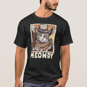 Womens Retro Meowdy Cat funny Howdy Meme Western C T-Shirt