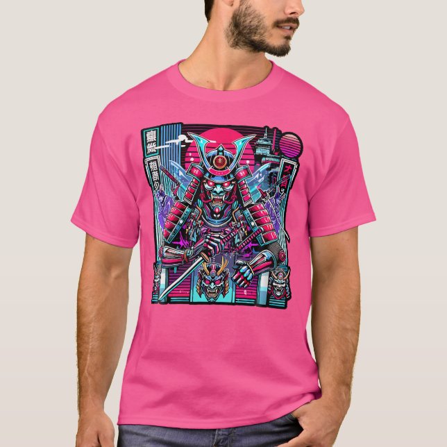 Womens Retro Oni Cyberpunk Samurai Arts For Bushid T-Shirt (Front)