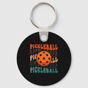 Womens retro pickleball waving style with a pickle key ring