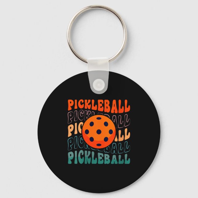 Womens retro pickleball waving style with a pickle key ring (Front)