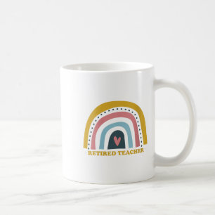 Womens Retro Rainbow Retired Teacher With Heart Sy Coffee Mug