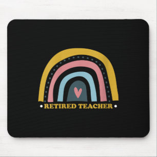 Womens Retro Rainbow Retired Teacher With Heart Sy Mouse Mat