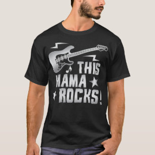 Womens Retro Rock And Roll Guitar This Mama Rocks T-Shirt