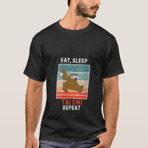 Womens Retro Sloth Eat Sleep Tai Chi Repeat Vintag T-Shirt